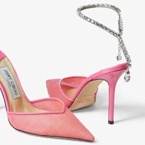 Jimmy Choo Saeda 100 mesh and patent-leather pumps 37
